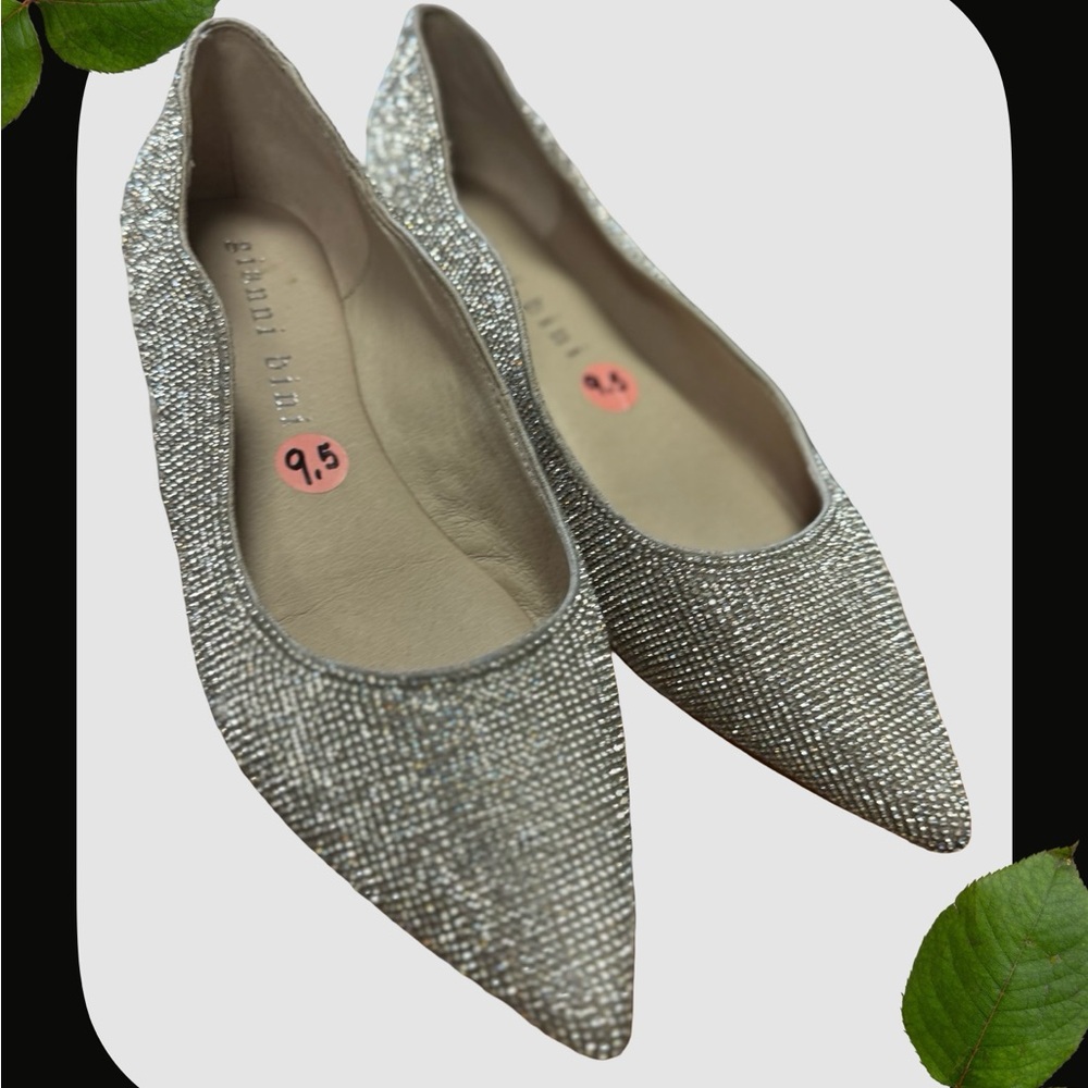 Gianni Bini SIZE 9.5 Silver Glitter Flats Elegant Loafers